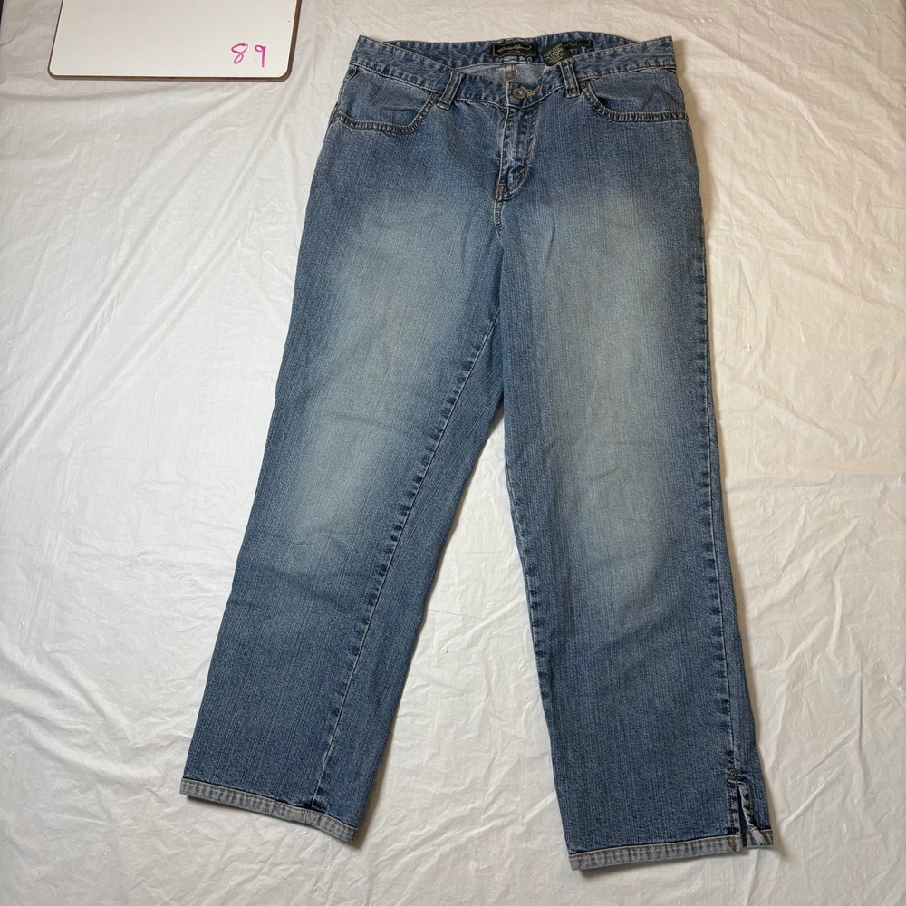 Eddie Bauer Womens Stretch Denim‎ Jeans Straight Leg Blue Size 6 Cropped
